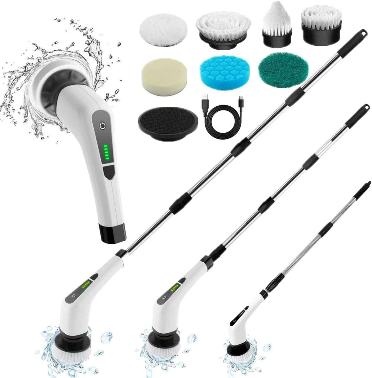 Electric Spin Scrubber Rechargeable Cordless 7 in 1 Handle Scrubber O836509