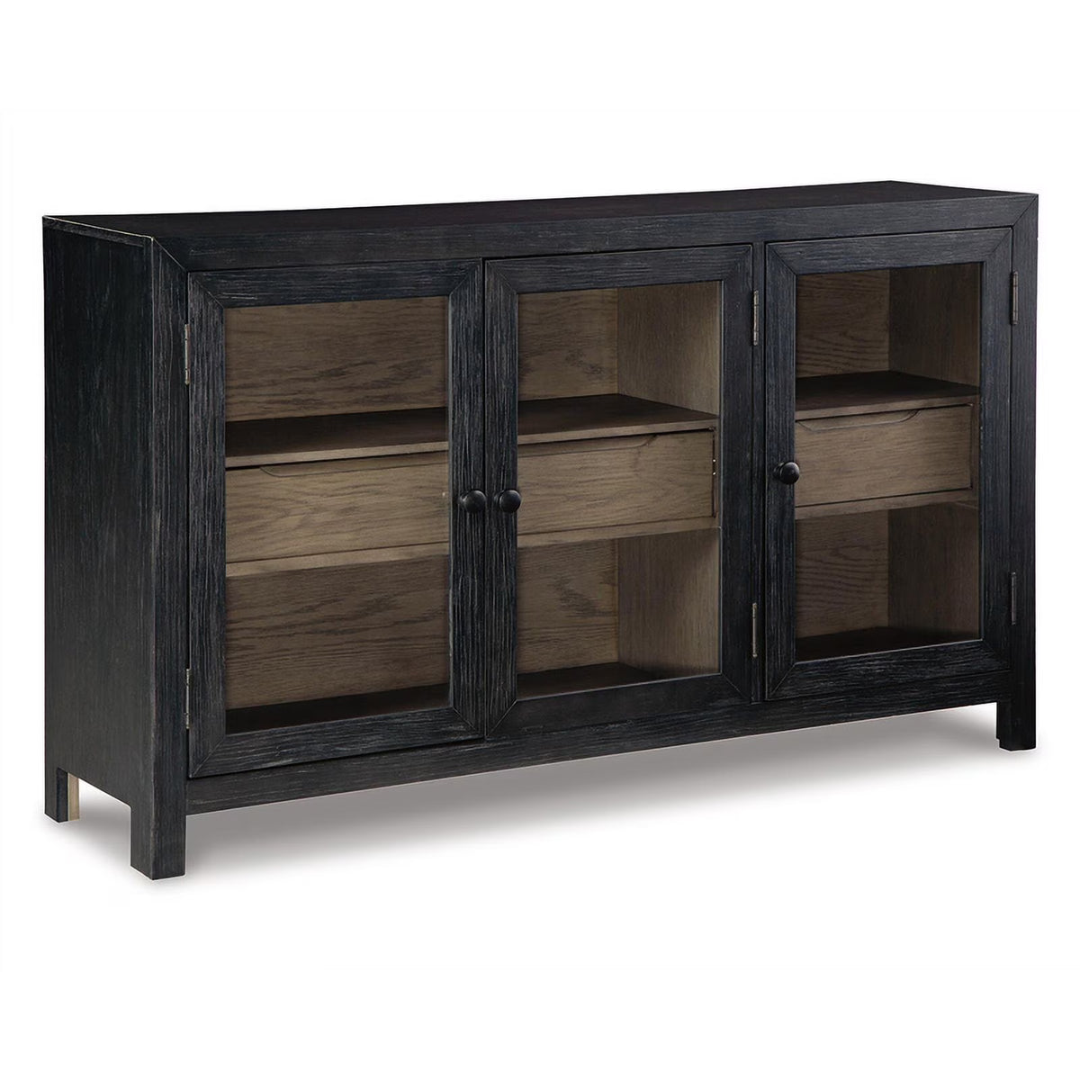 3-Door Wood Accent Cabinet in Black/Warm Gray G90613