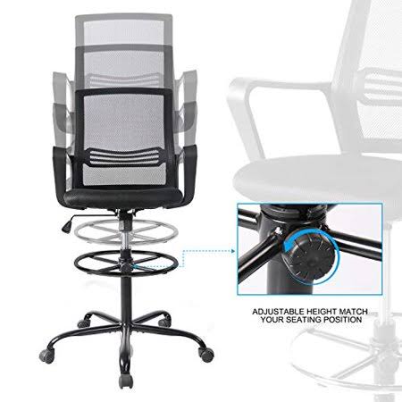 Adjustable Rolling Swivel Drafting Chair Stool with Foot Ring T540896