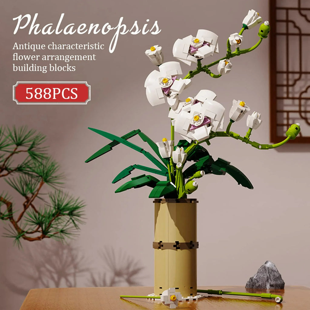 White Orchid Flower Bonsai Building Block Set G7597