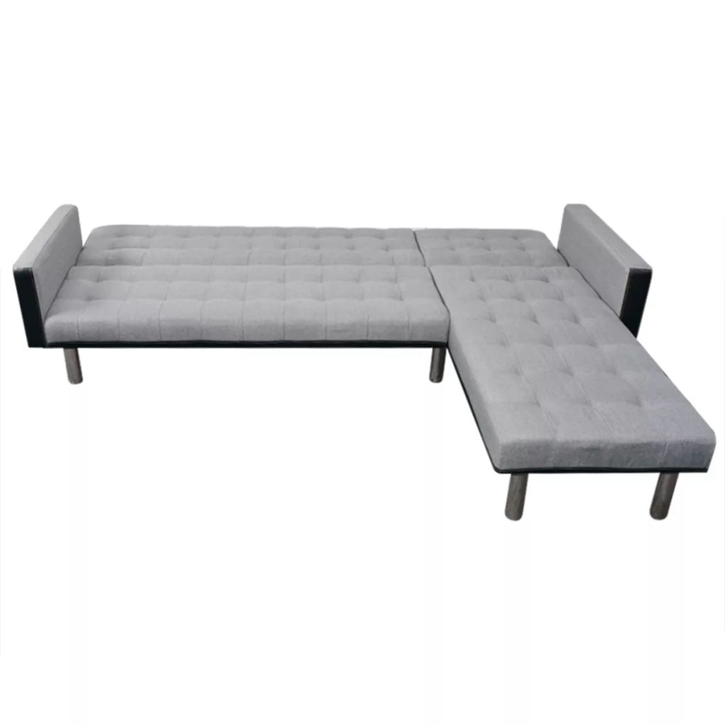 Fabric L-shaped Sofa Bed Black and Gray J9351