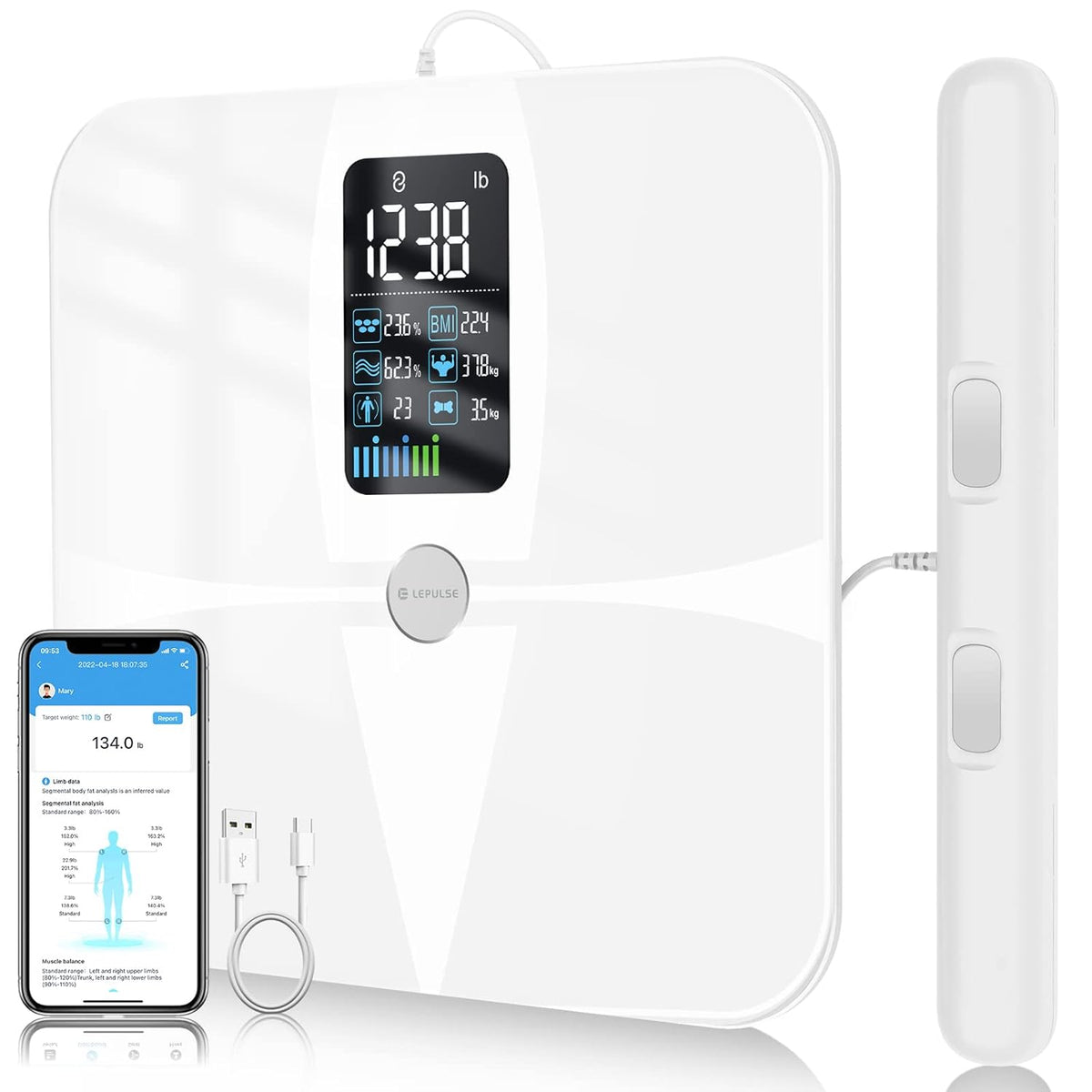 Large Display BMI Digital Weight Scale with 8 Electrodes, Pack of 2 H75258