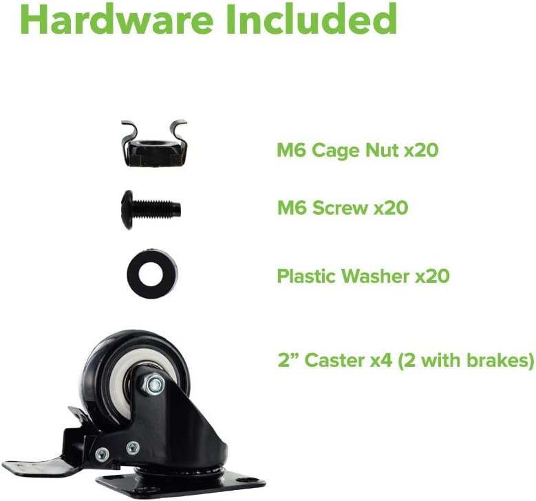 22U 4-Post Open Frame Server Rack with Casters F9657