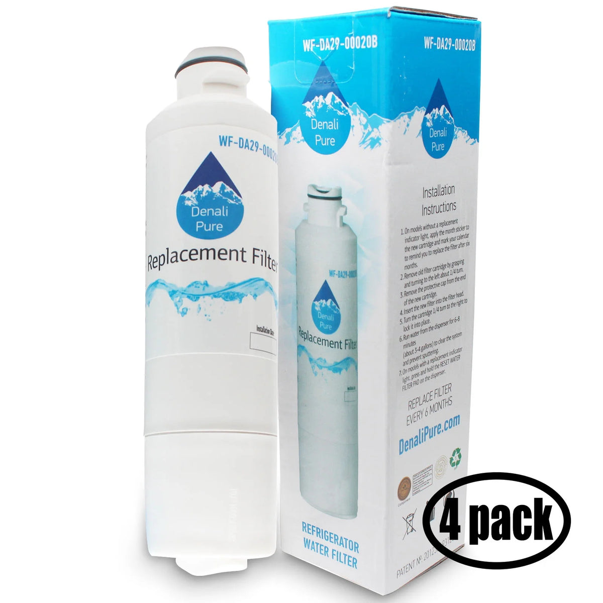4-Pack Refrigerator Water Filter Cartridge H5638