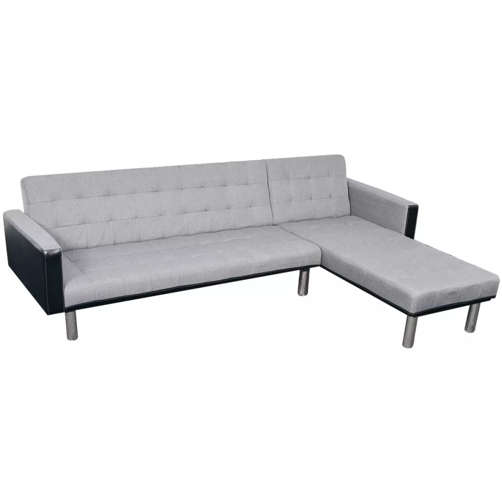 Fabric L-shaped Sofa Bed Black and Gray J9351