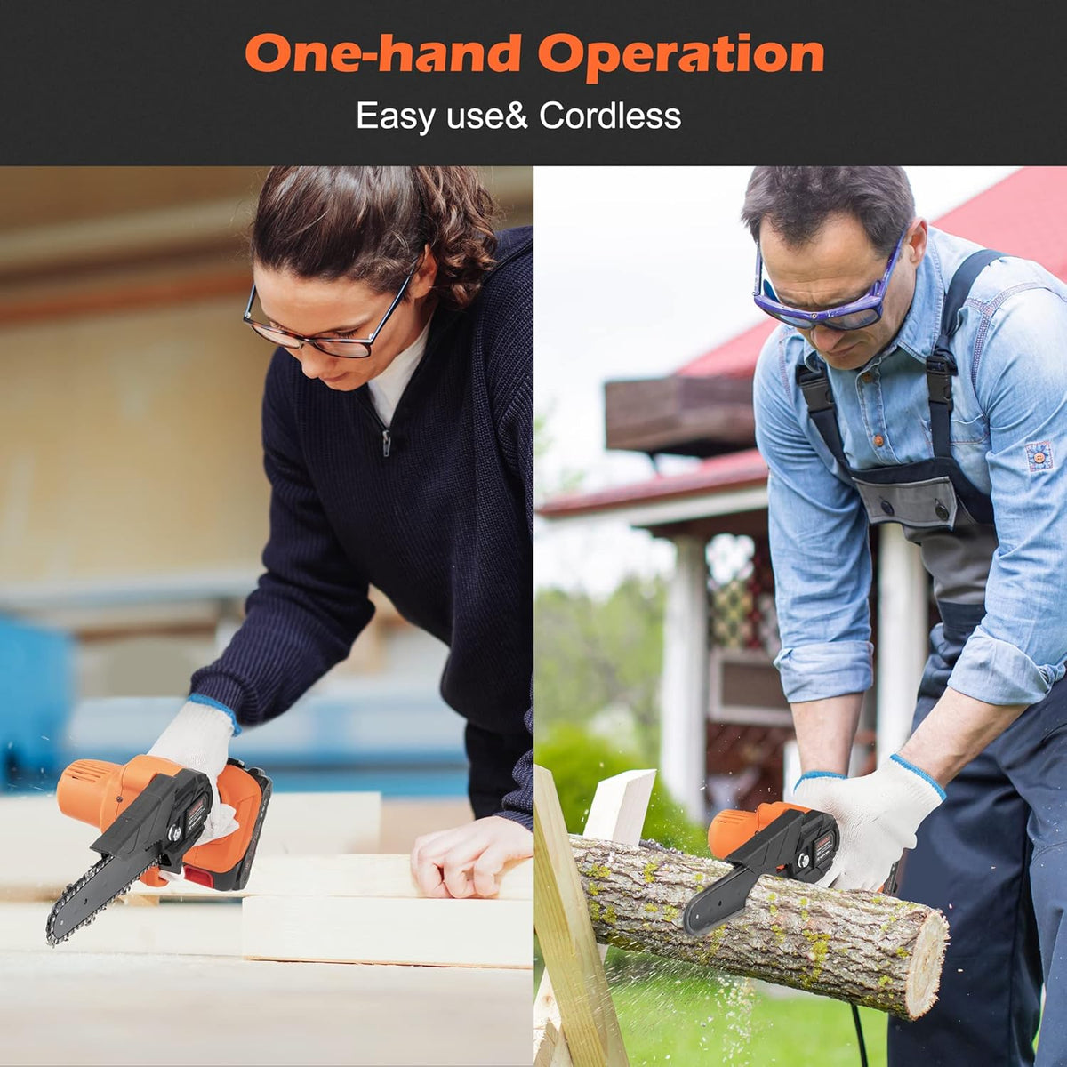 Mini Chainsaw 6 Inch Cordless with 2 Rechargeable Battery Q461225
