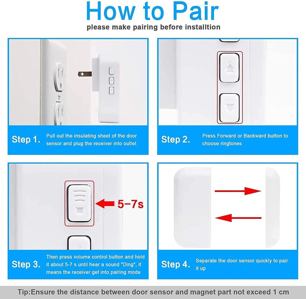 White Pack of 2 Wireless Door Chime with 55 Melodies, 5 Alarms, 1000 ft Range F114