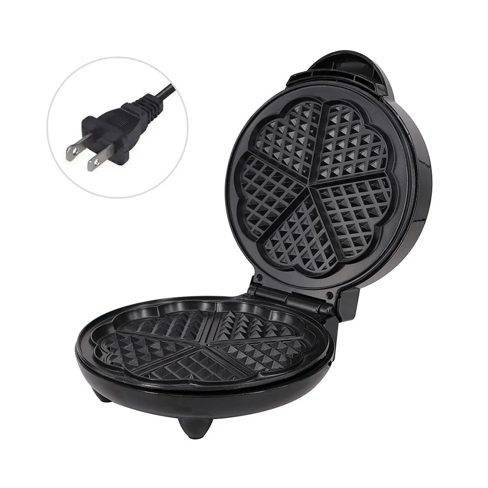 Black Non Stick Heart Waffle Iron U5964