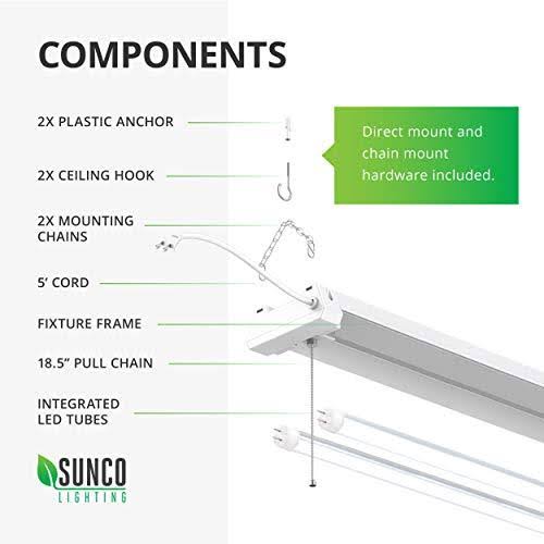 6 Pack LED Utility Shop Light, 4 ft, Linkable Integrated Fixture, 6000K Daylight, 4100 lm I13266