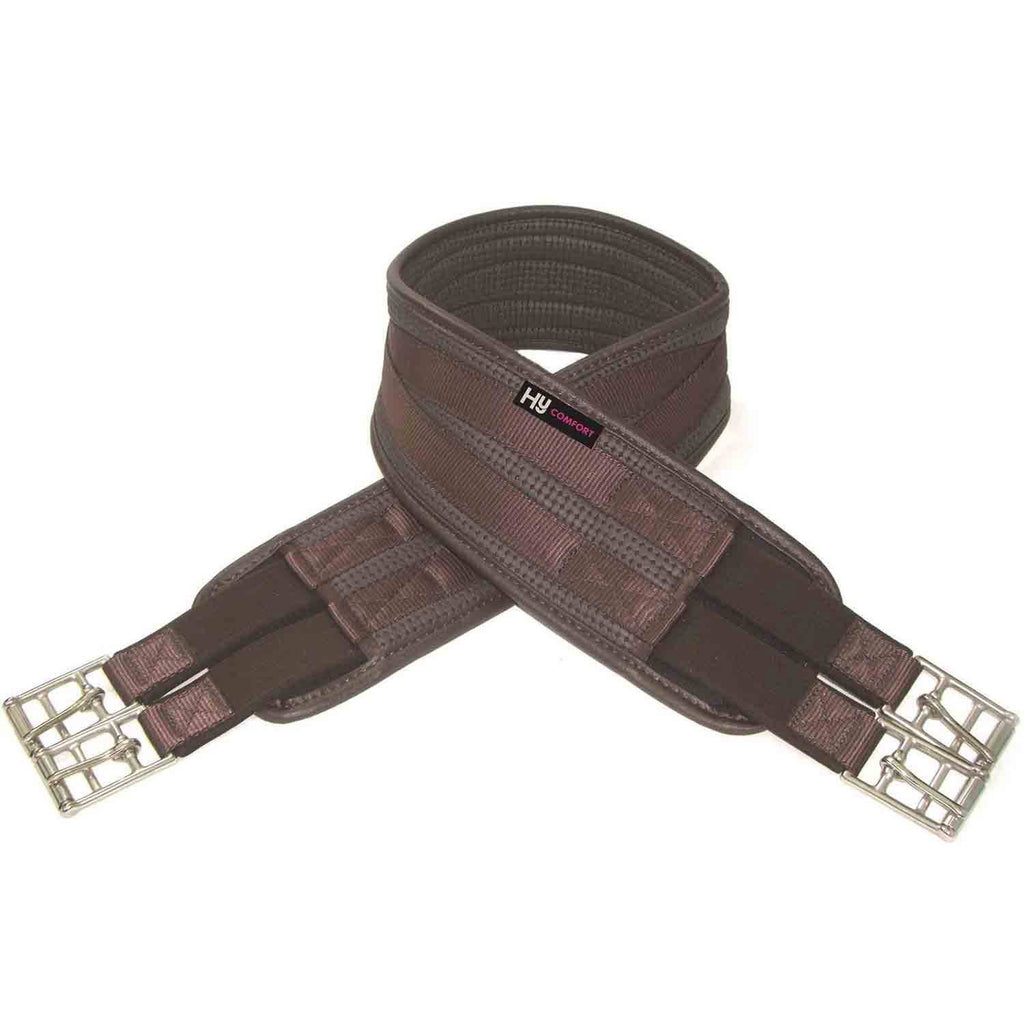 Waffle Girth with Elasticated Ends - Brown O374808