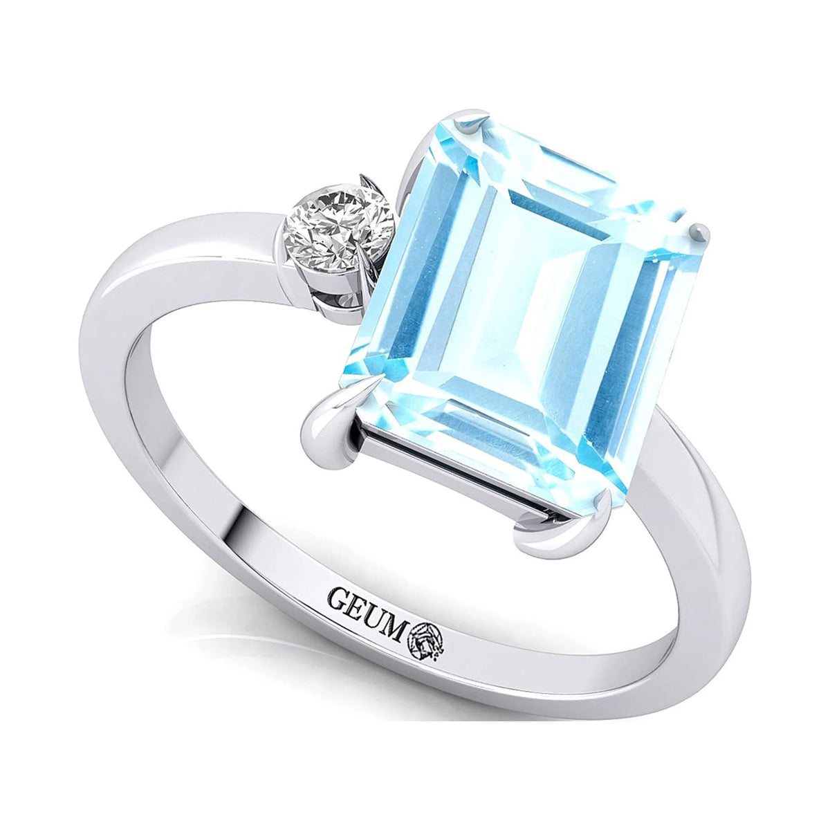 Aquamarine Diamond 14k Solid Gold Ring W168655
