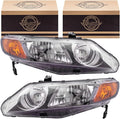 Headlight Units with Amber Park Lens Pair Set for Honda Civic Sedan E545