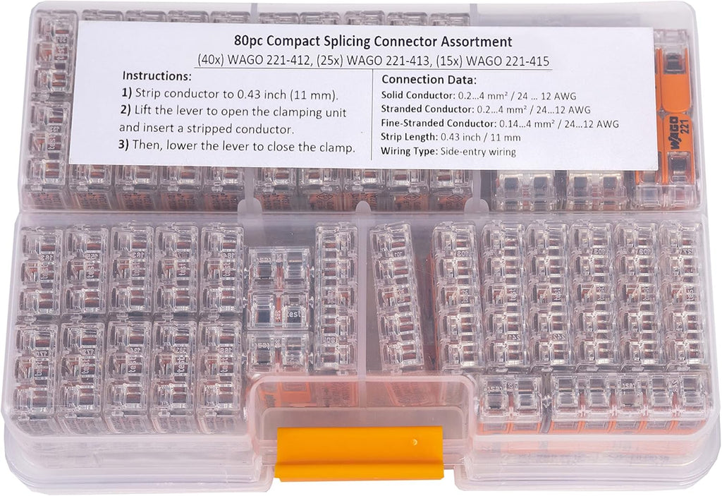 80pc Lever-Nuts Wire Connectors with Case R39524