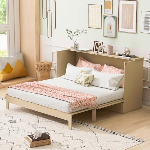 Gold Full Size Murphy Bed with Charging Station and Storage Drawer Q7716