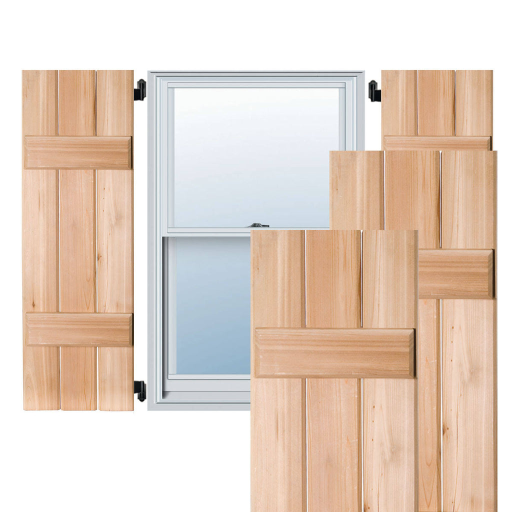 12x22 x 60x22 Real Wood Cedar Board-n-Batten Shutters (Per Pair), Unfinished M404