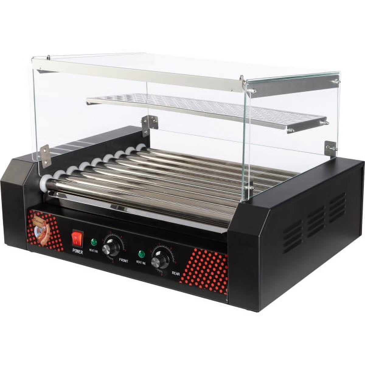 9-Roller Hot Dog Grill with Bun Warmer and Cover V7639
