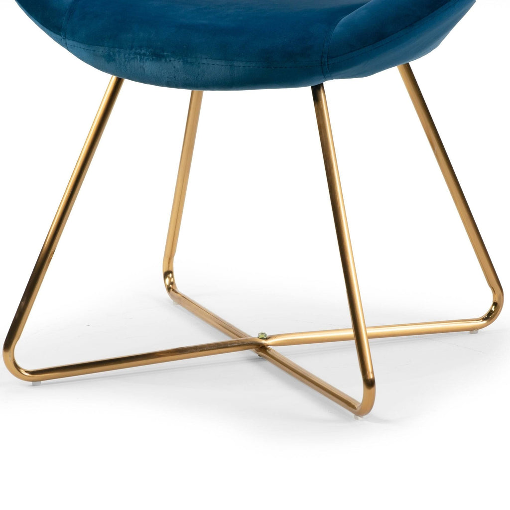 Blue Velvet Dining Chair with Metal Legs V373