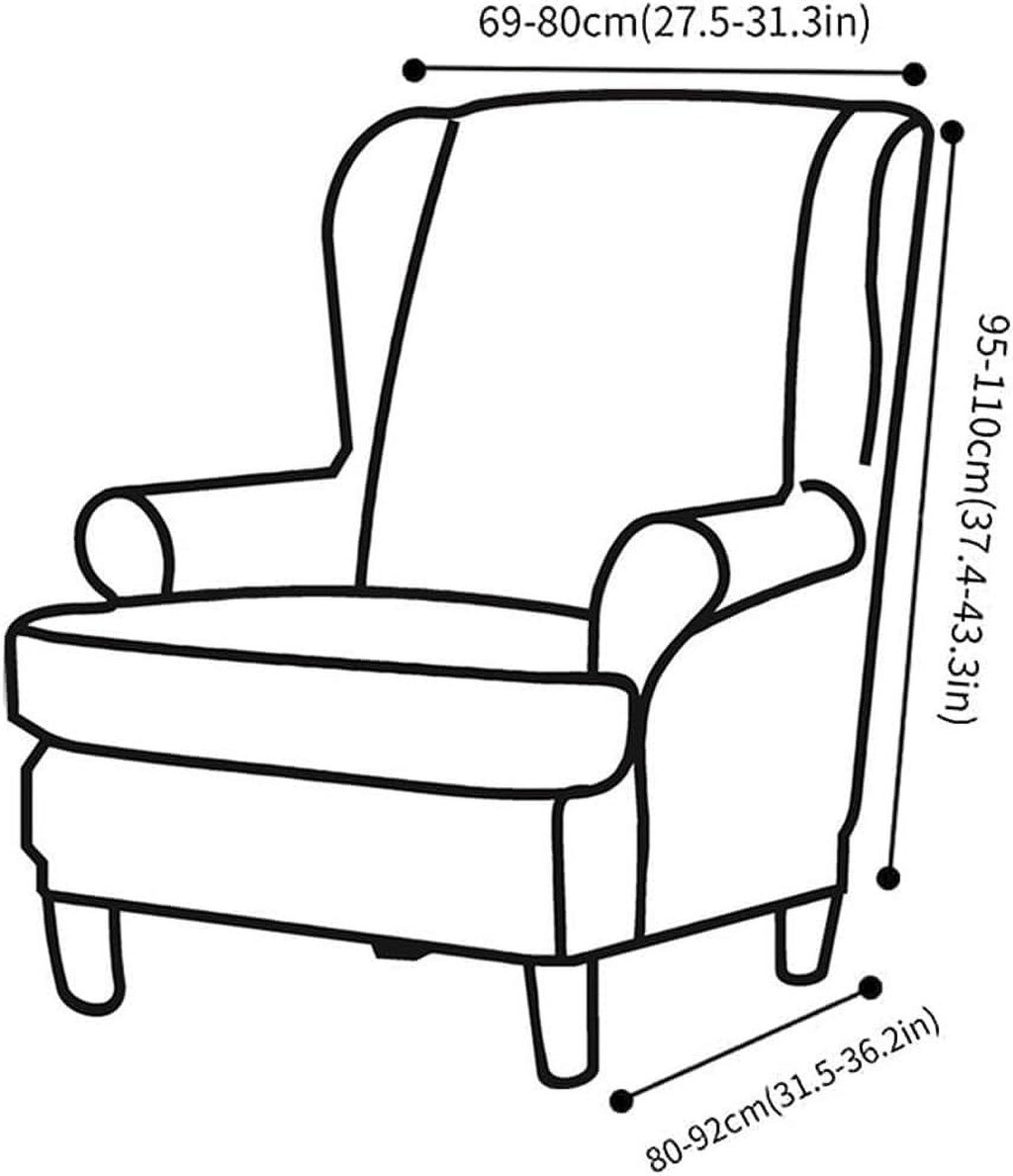 Dark Grey Velvet Stretch Wingback Chair Sofa Slipcover with Elastic Bottom Y8895