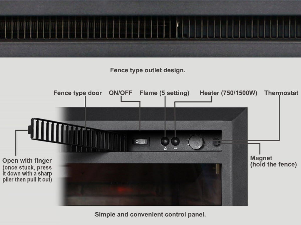 Black Electric Fireplace Insert with Remote Control, 750/1500W S873680