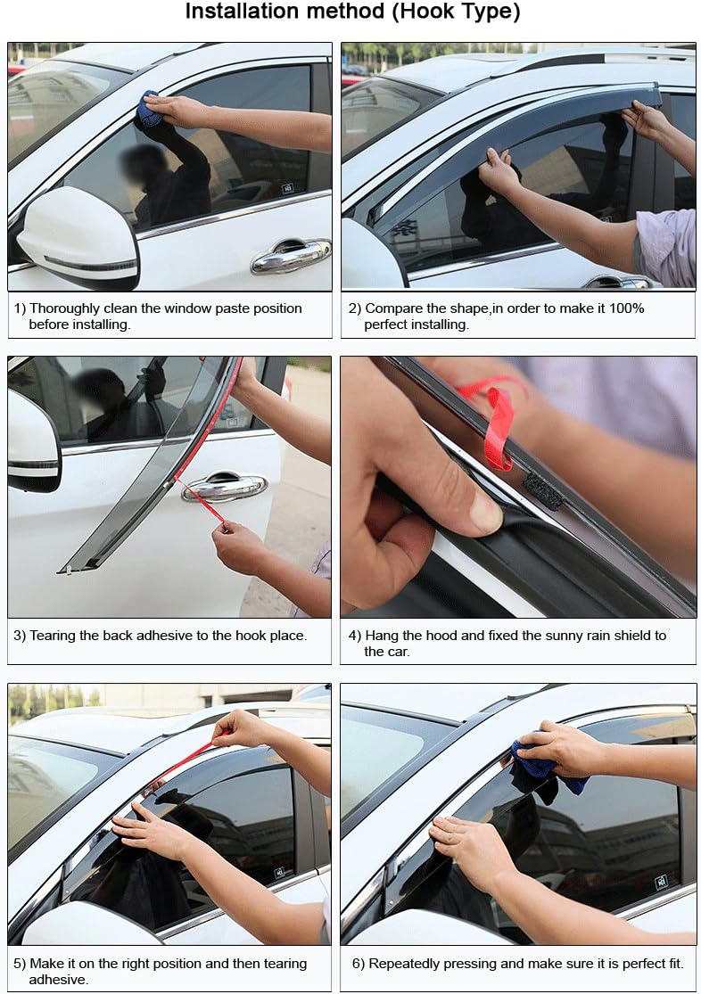 Car Window Visor Vent Shade Deflector Sun/Rain/Fog Guards S84574