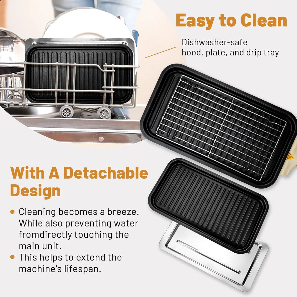 Indoor Electric Smokeless Grill with Non-Stick Removable Plate, 1500W D44366