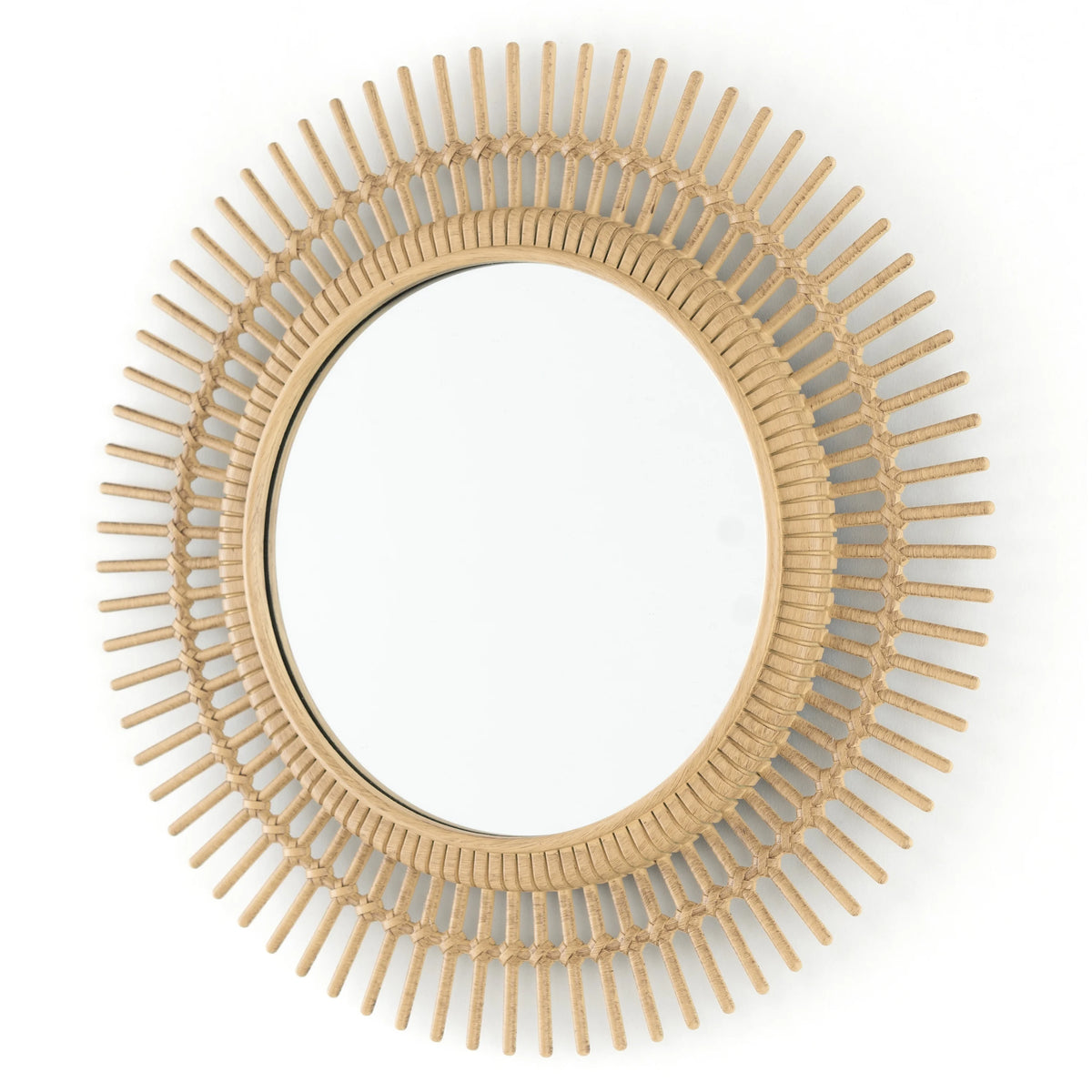 3 Piece Light Natural Faux Woven Wicker Round Mirror Set H781