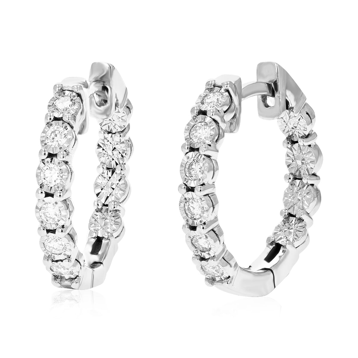 1/4 CTTW Lab Grown Diamond Hoop Earrings 925 Sterling Silver Y144918