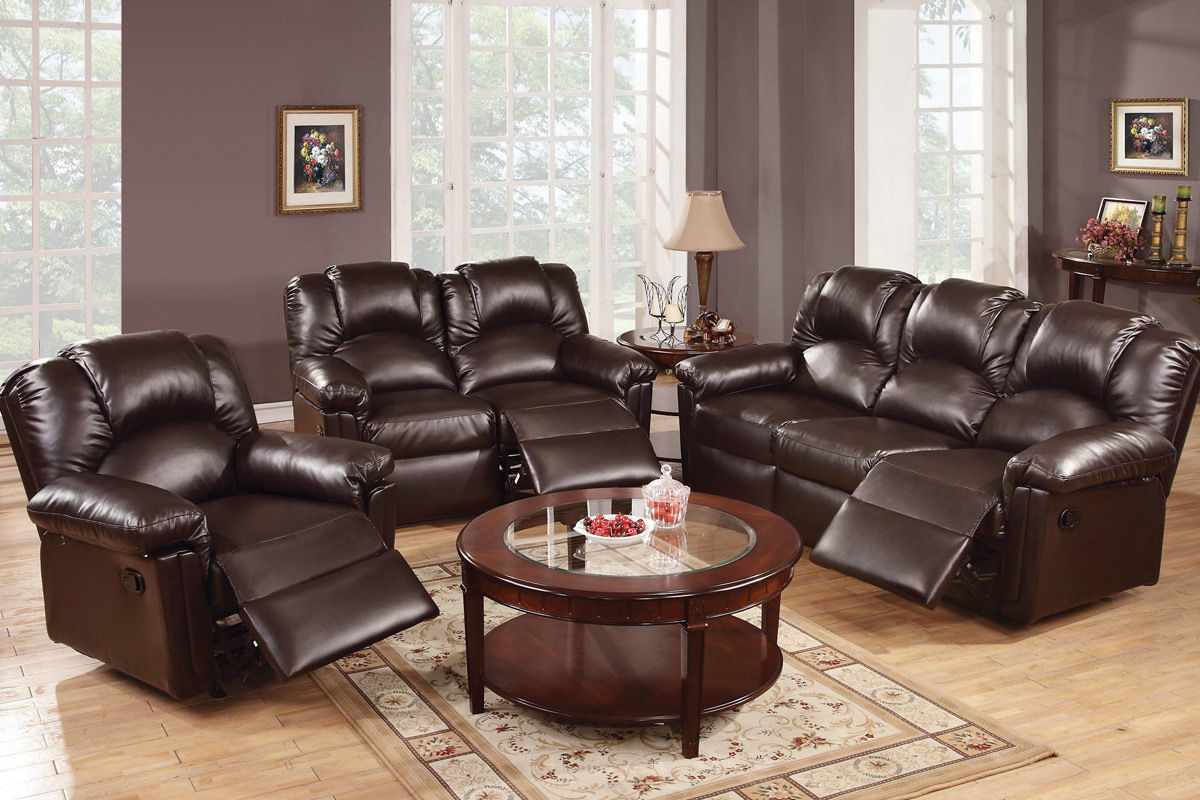Brown Bonded Leather Glider Recliner Chair R658
