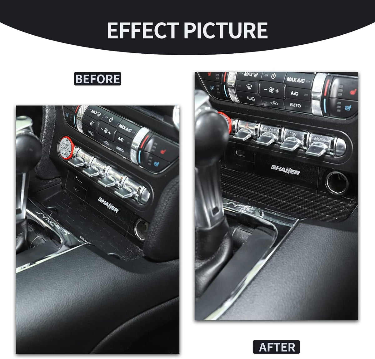 Carbon Fiber Gear Shift Storage Organizer Trim Cover, Pack of 2 S8514
