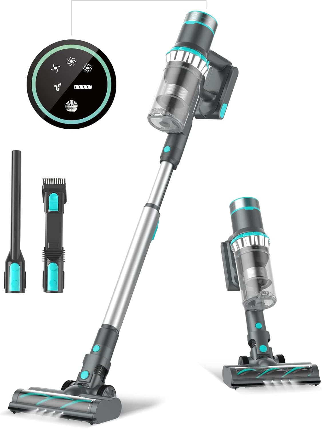 Cordless Stick Vacuum with 25Kpa Suction, 380W Motor, 50mins Runtime, LED Display, 6 in 1 Lightweight Handheld Vacuum T1855