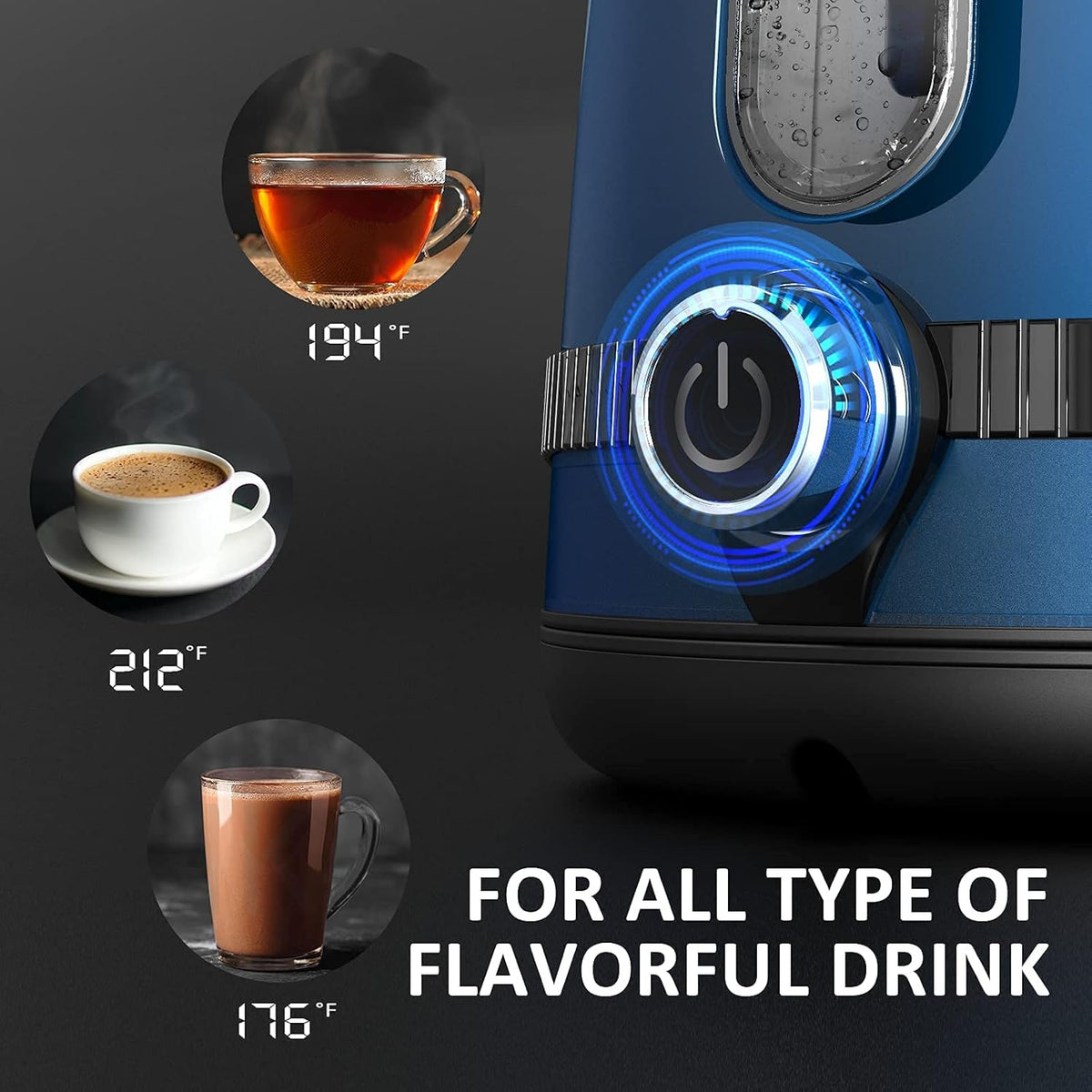 1.7L Electric Kettle with LED Display & 7 Heat Settings, 304 Stainless Steel, Pack of 2 J975