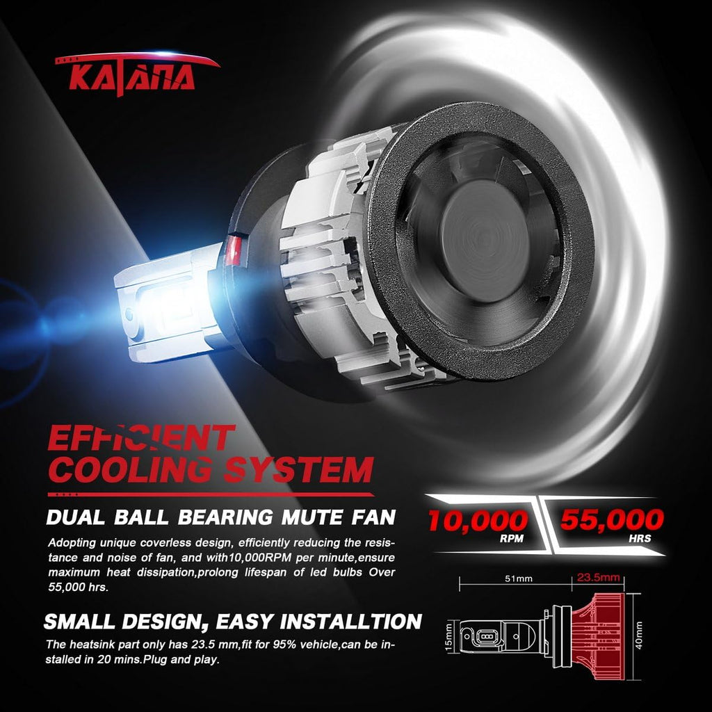 12000LM 72W 6500K LED Bulbs Conversion Kit, Pack of 2 W80225