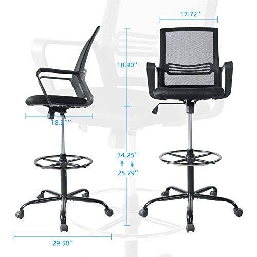 Adjustable Rolling Swivel Drafting Chair Stool with Foot Ring T540896