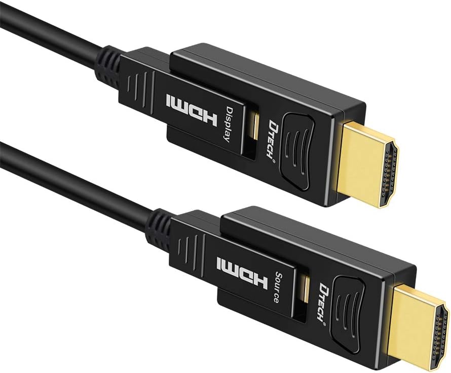 Fiber Optic HDMI Cable 200 Feet 4K 60Hz 18Gbps High Speed with Dual Connectors Micro HDMI and Standard HDMI Connector U2125