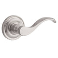 Satin Nickel Curve Privacy Lever with Traditional Round Rose A17626