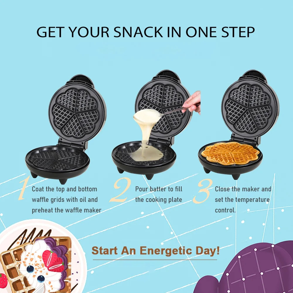 Black Non Stick Heart Waffle Iron U5964