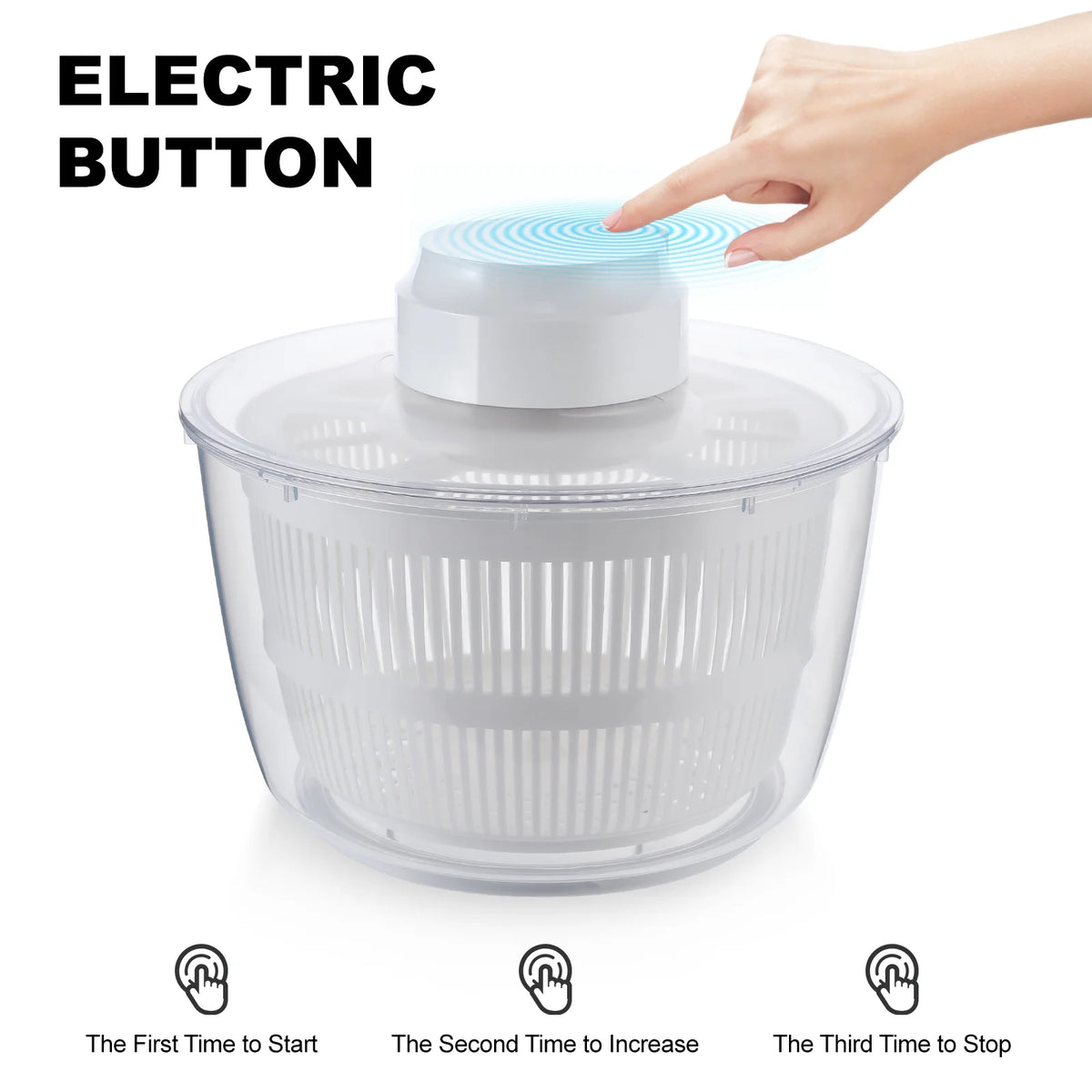 Electric Large Salad Spinner with Bowl and Colander, 5 Qt G9531