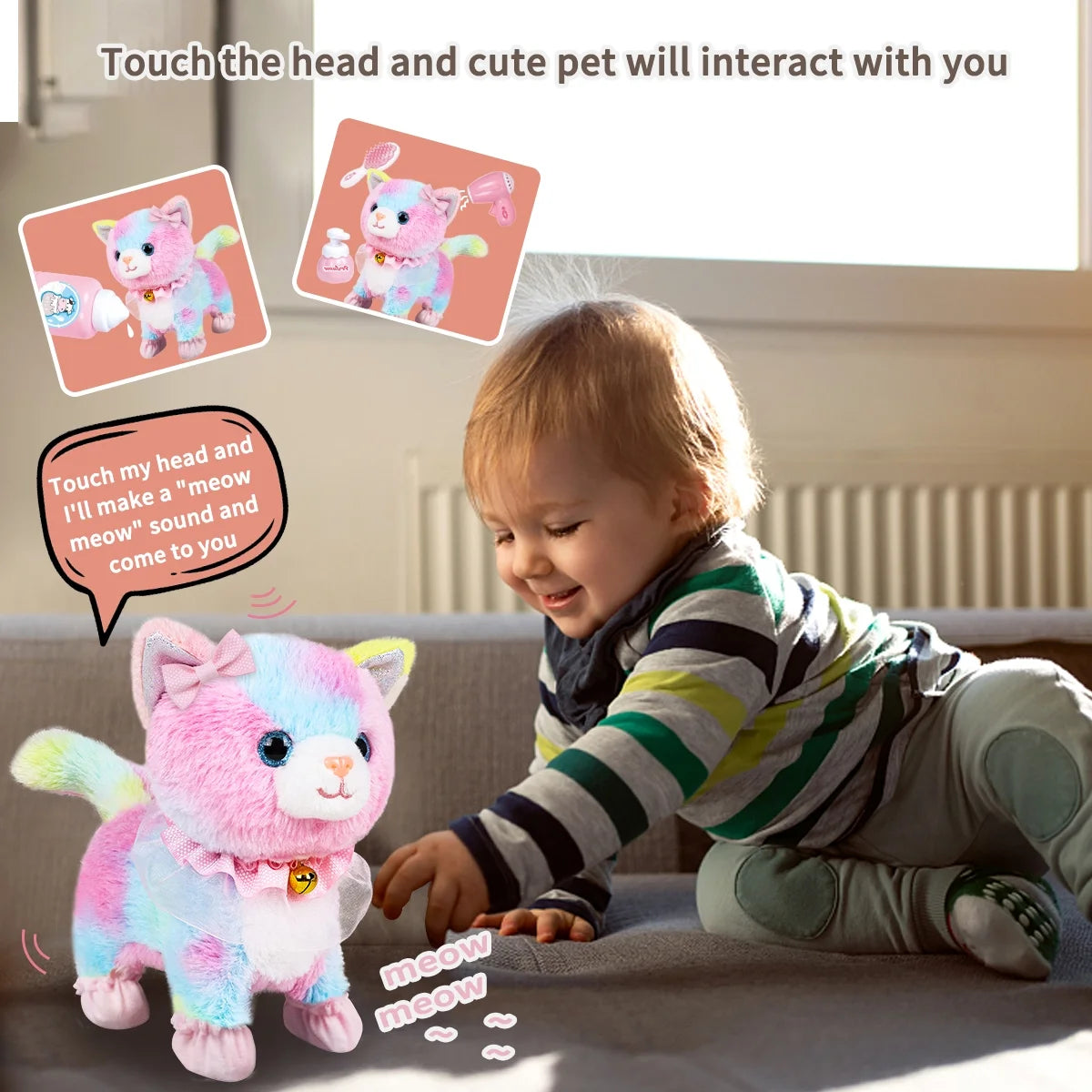 Interactive Plush Pet Cat with Remote Control Leash M869