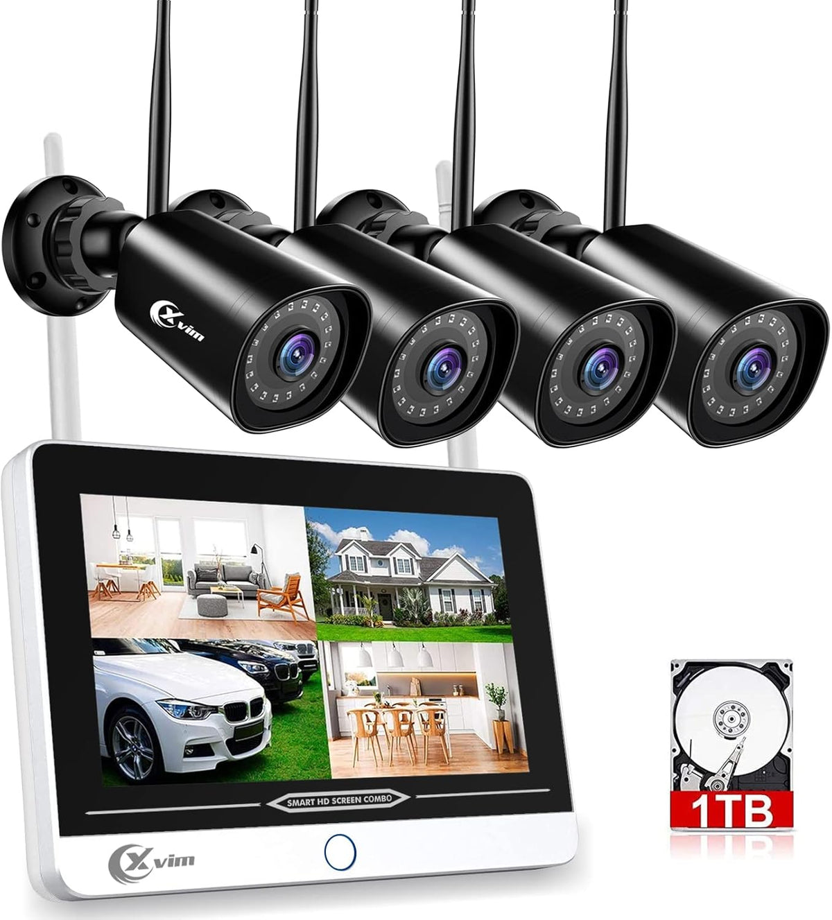 3MP 4PCS Wireless Security Camera System with 1TB HDD NVR P247