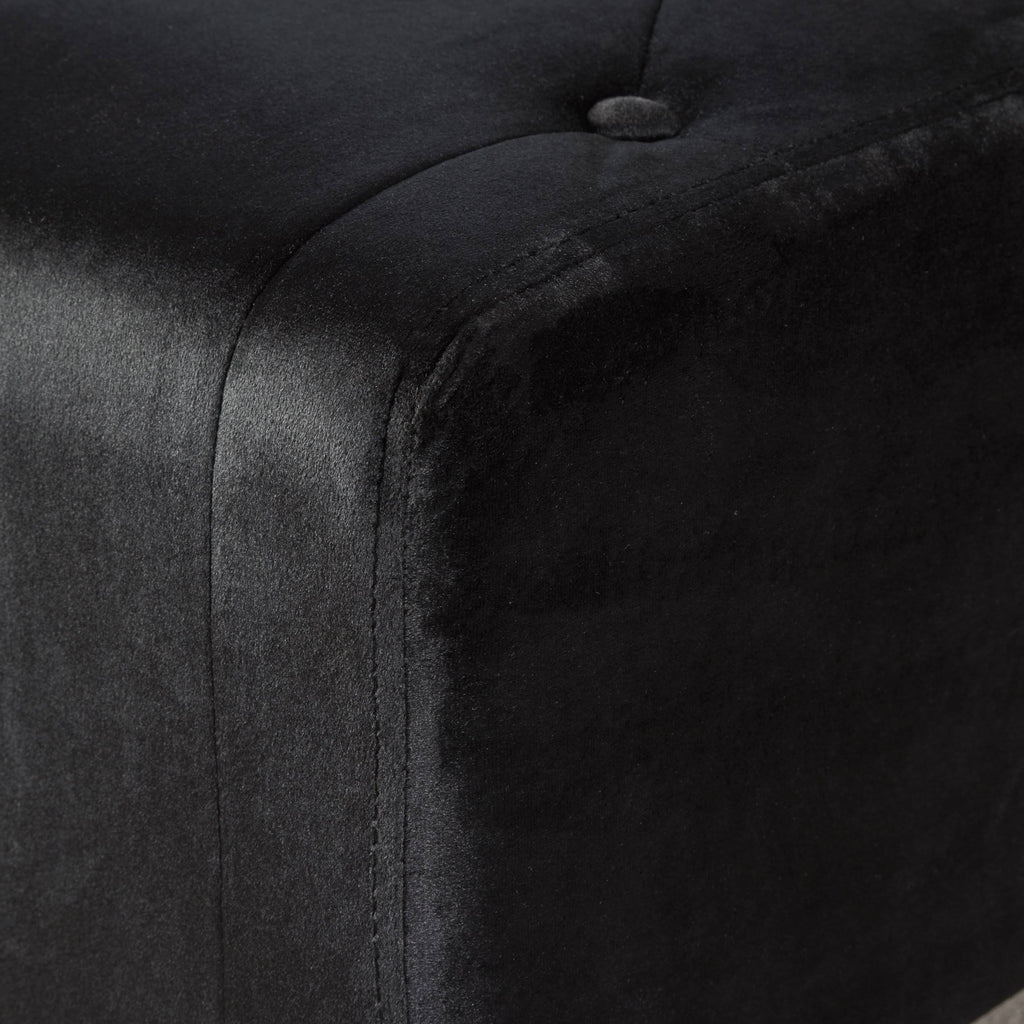 Black Tufted Velvet Ottoman U997