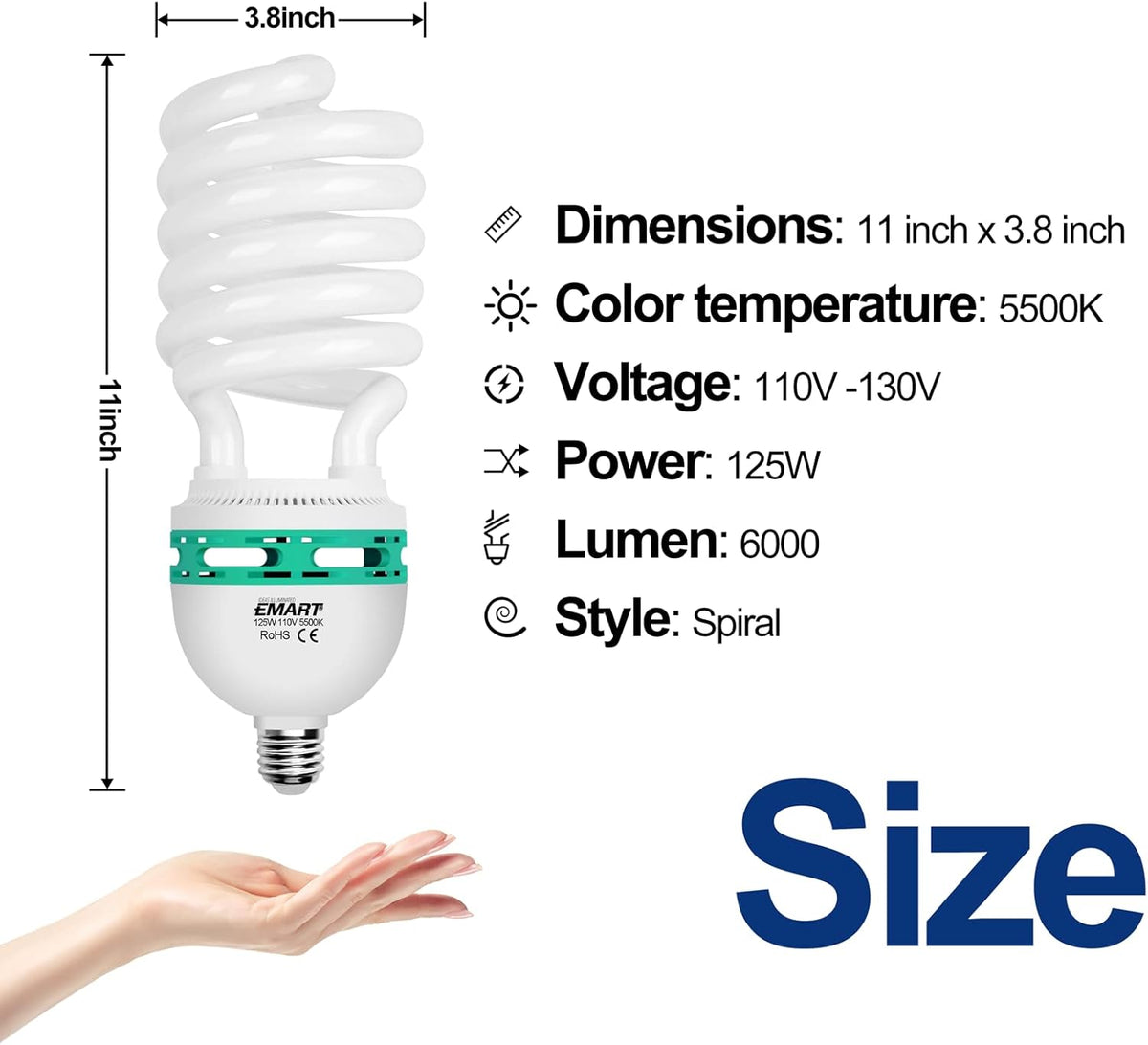 105 Watt Full Spectrum Photography Light Bulb 5500K CFL Daylight Balanced 4 Pack C88531
