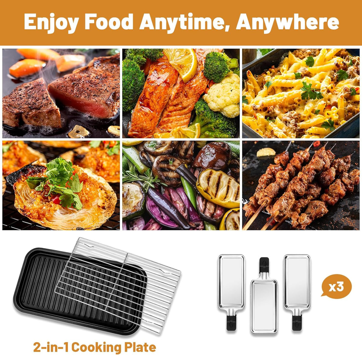 Indoor Electric Smokeless Grill with Non-Stick Removable Plate, 1500W D44366