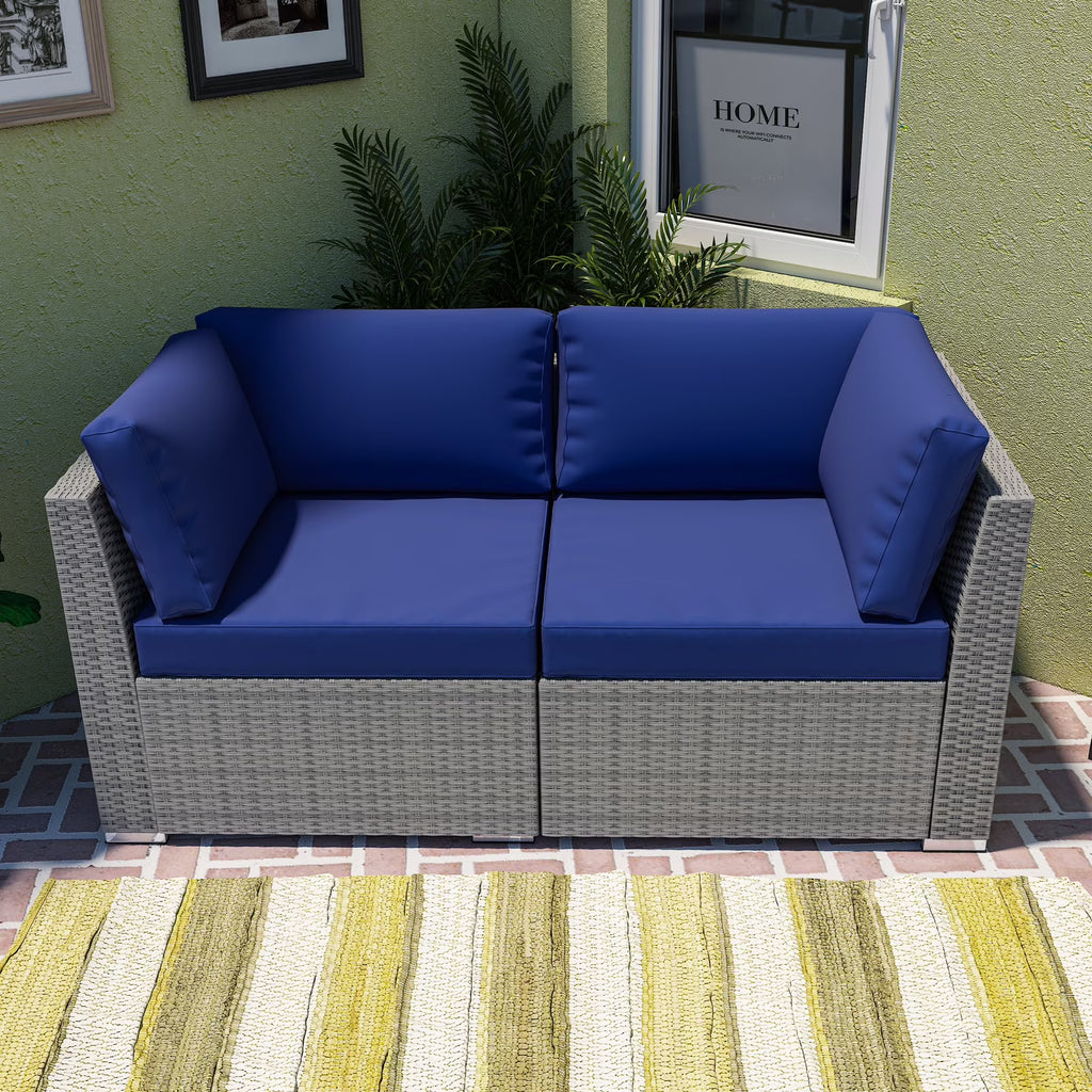 2 Piece Outdoor Wicker Loveseat with Removable Cushions K397