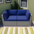 2 Piece Outdoor Wicker Loveseat with Removable Cushions K397