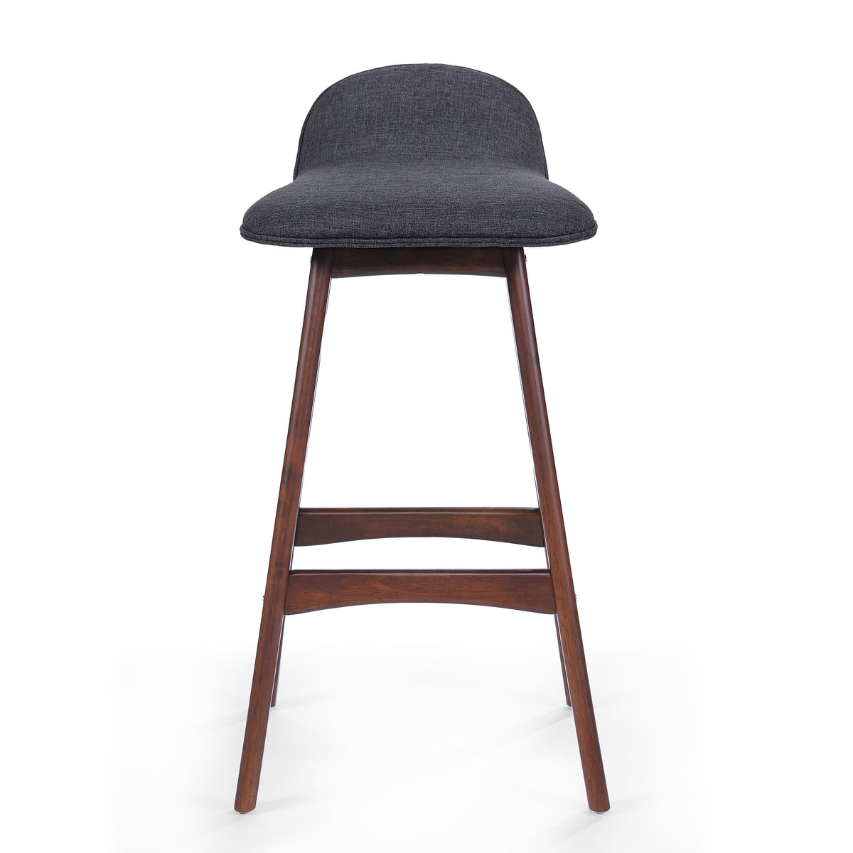 Upholstered Barstools Set of 2, Charcoal and Natural Walnut J63445