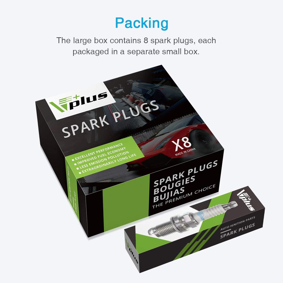 8PCS Iridium Spark Plug Pack of 2 M92332