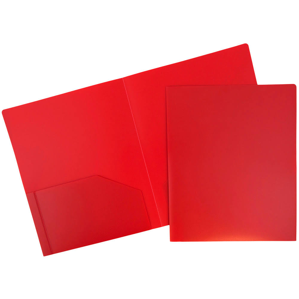 Red Heavy Duty Plastic Two Pocket Presentation Folders - 108/pack K725952