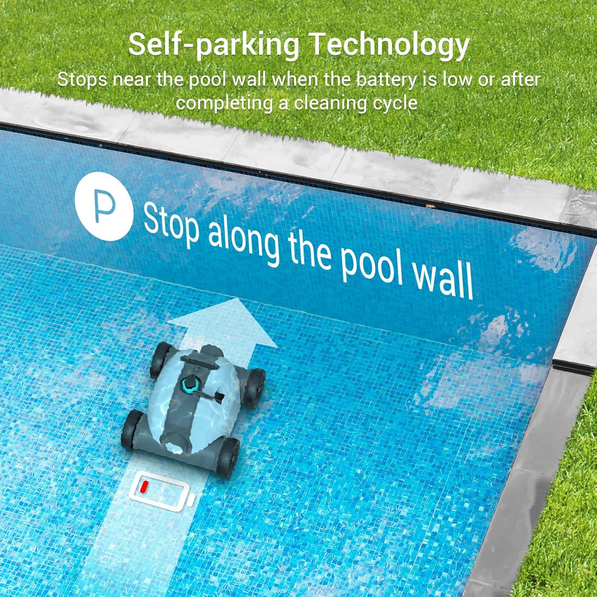 Cordless Robotic Pool Cleaner with Dual-Drive Motors B34445