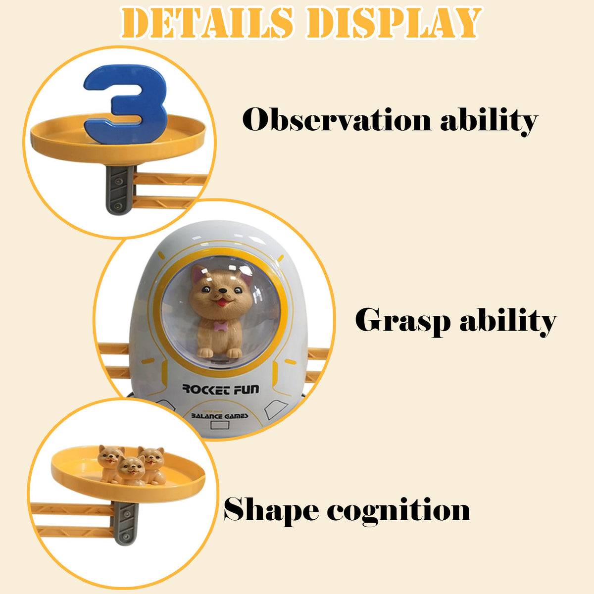 White Elephant Gifts for Toddler Spaceship & Dog Educational Counting Math Game Number Learning Toy T670217