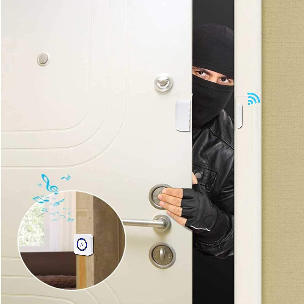 White Pack of 2 Wireless Door Chime with 55 Melodies, 5 Alarms, 1000 ft Range F114